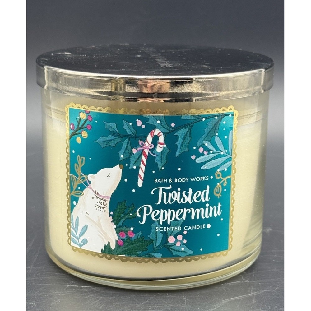 Bath & Body Works Twisted Peppermint 3-Wick Candle New Other Polar Bear